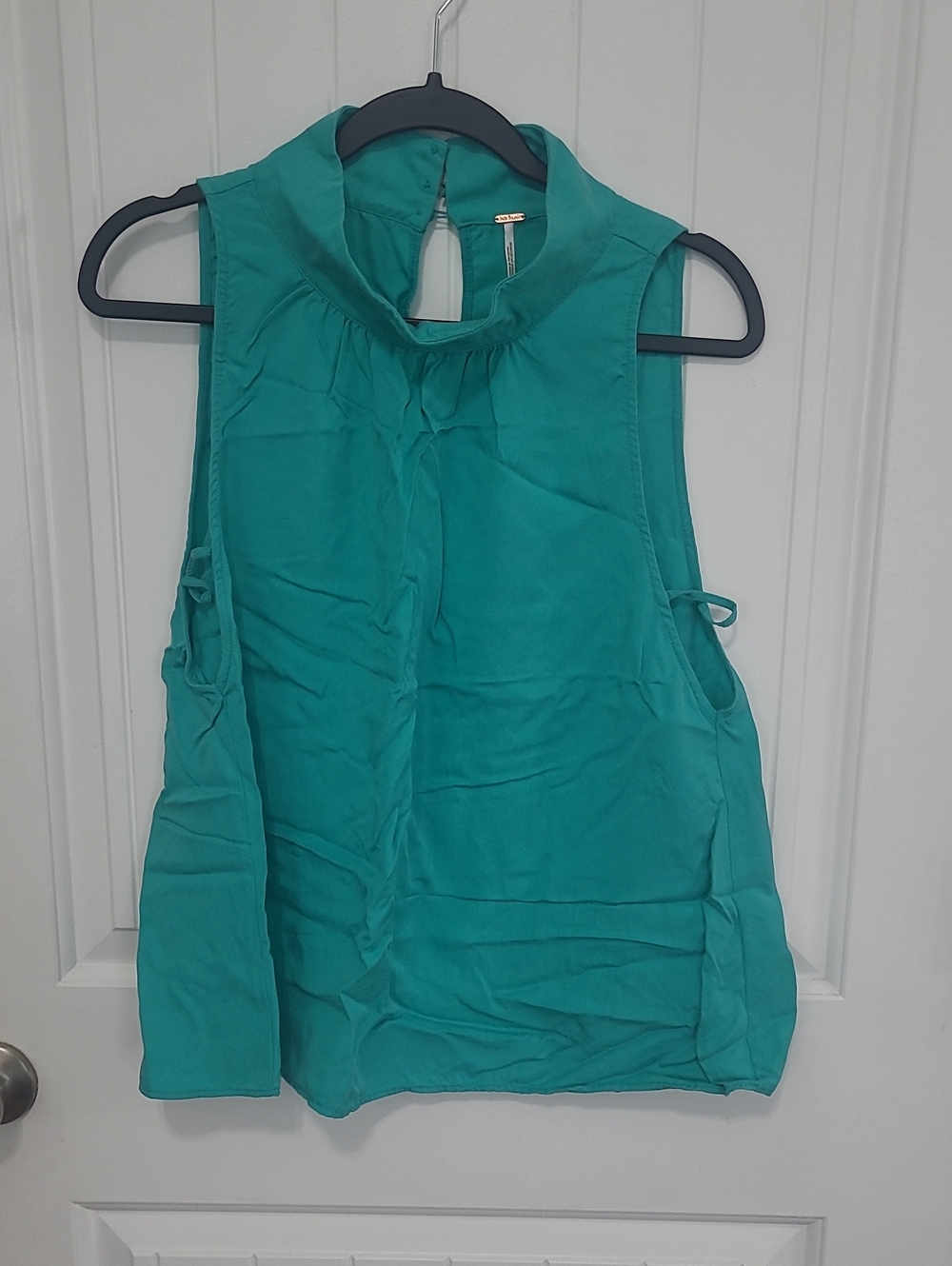 Free People Teal Sleeveless Mock Neck Camisole